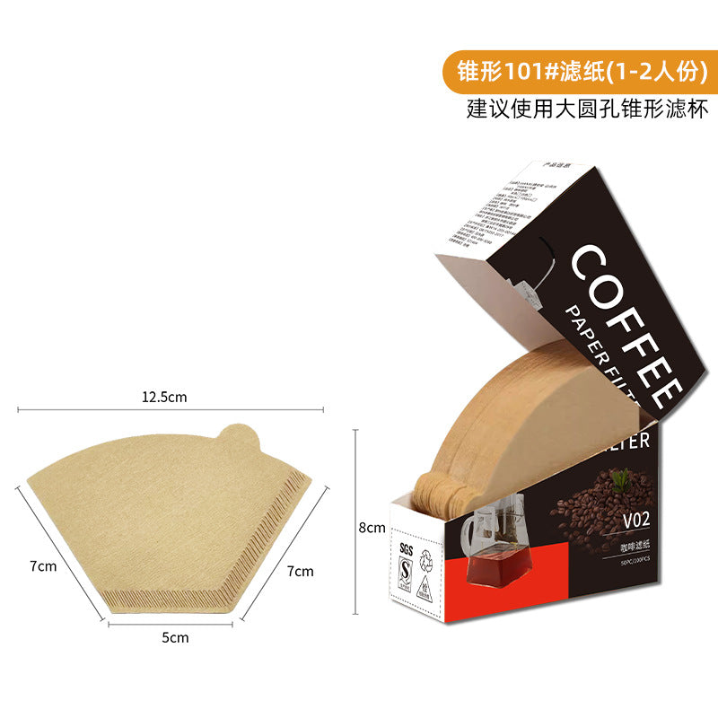 Hand Coffee Filter Paper Raw Wood Pulp Cone Coffee Filter Paper Coffee Machine Drip V60 Filter Paper