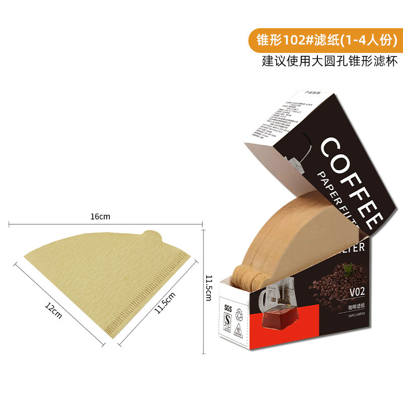 Hand Coffee Filter Paper Raw Wood Pulp Cone Coffee Filter Paper Coffee Machine Drip V60 Filter Paper