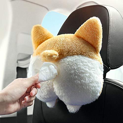 Tissue Box Cover Soft Adorable Corgi Butt Shaped Creative Storage Bag Hanging Pouch Tissue Box Wrapper For Car Home